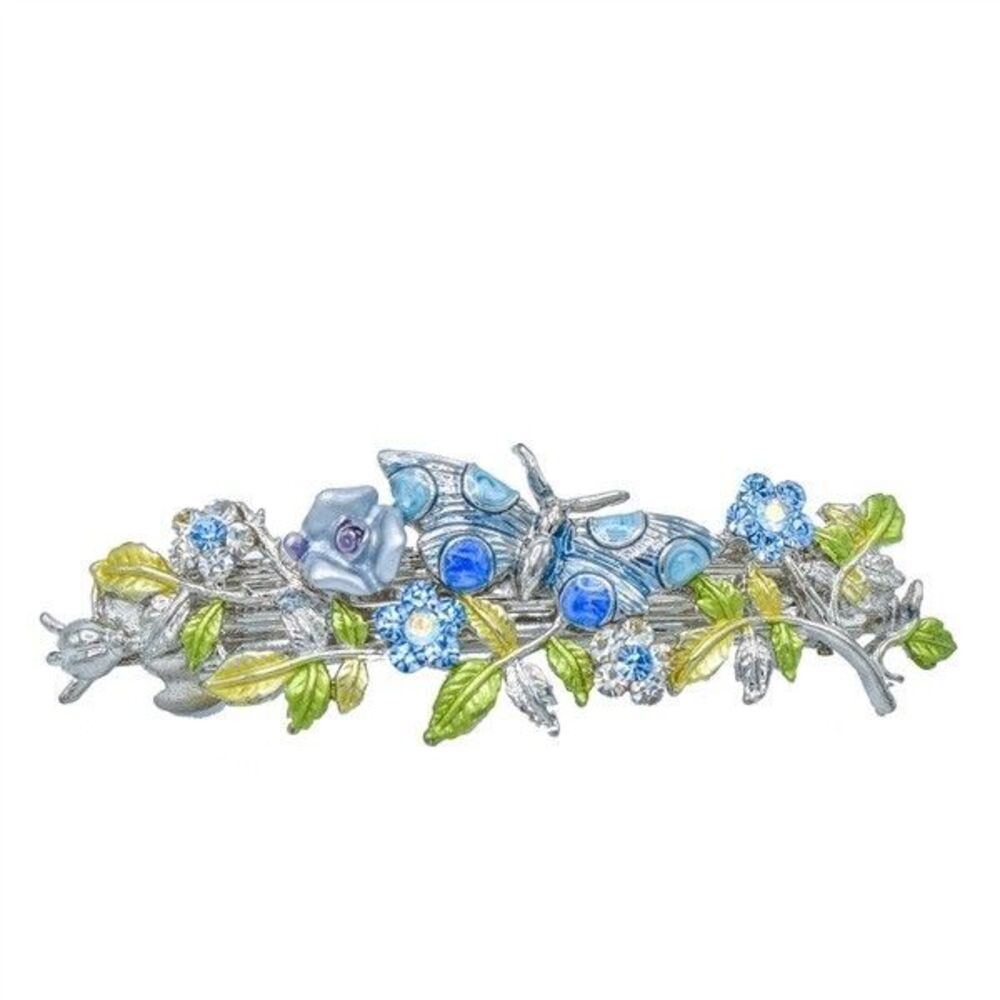 The Crystal Butterfly and Flower Blue Barrette